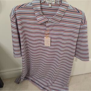 Peter Millar NWOT Striped Polo Shirt - Blue, Red, White